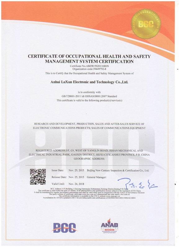 Certificado de salud ocupacional y sistema de gestión de seguridad de la certificación